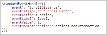 Scroll Distance Variable Array with category, action, label, and value for scroll depth tracking using GTM.