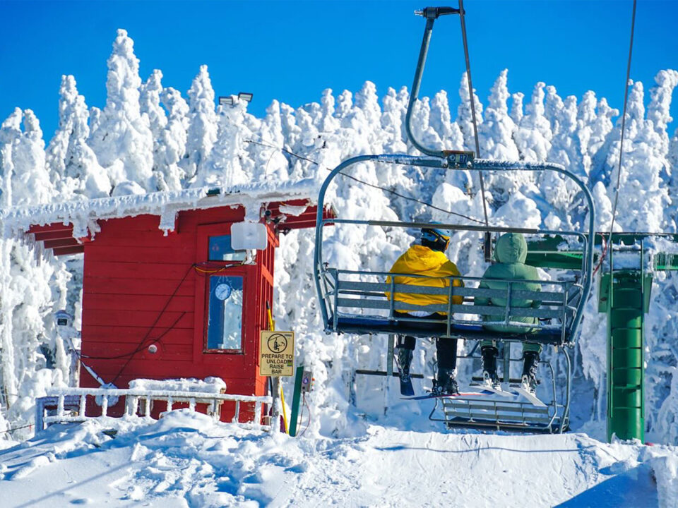 Visitors use the chairlift at Bolton Valley Resort.
