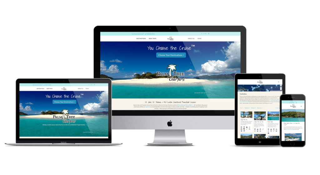 Palm Tree Charters website on multiple devices