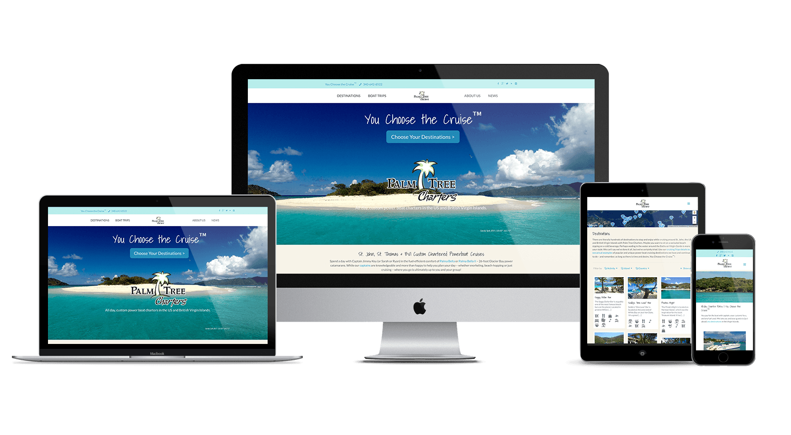 Palm Tree Charters website on multiple devices